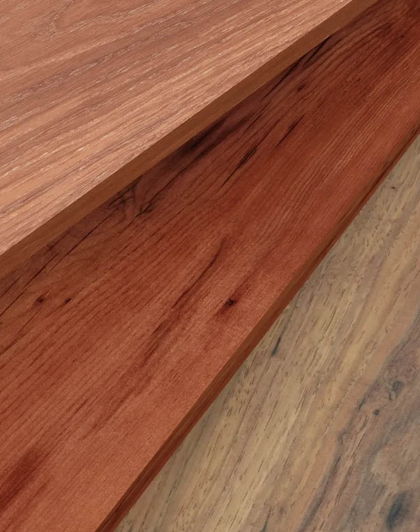 A close up of the wood grain on the stairs.