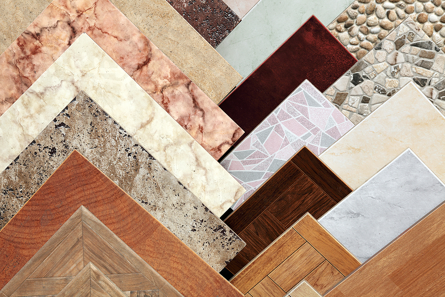 A variety of different types of flooring on display.