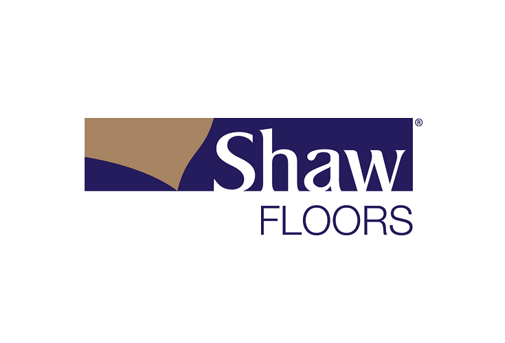 Shaw floors logo in blue and brown