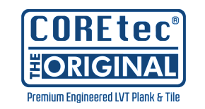 A blue and white logo for coretech original.